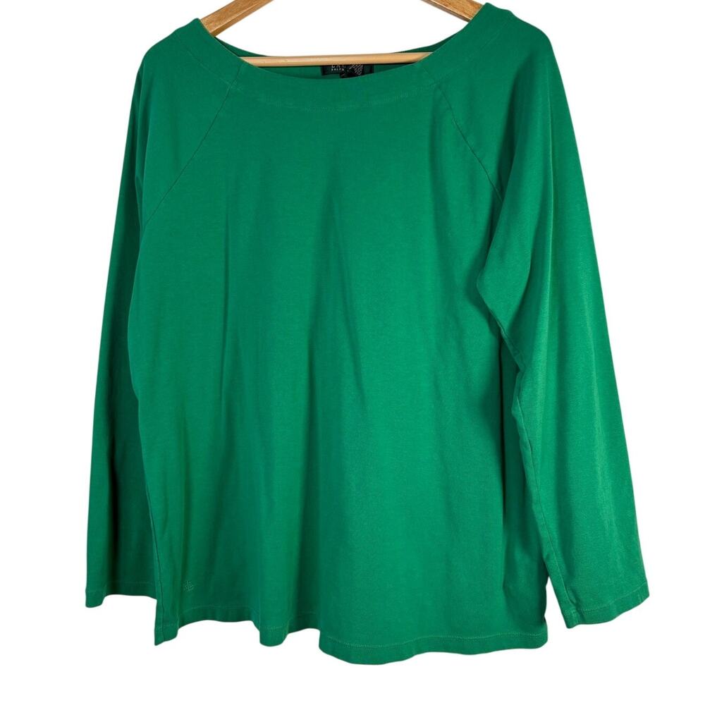 Lauren Ralph Lauren Green Boat Neck Raglan Long Sleeve Tee Top Plus Size 2X